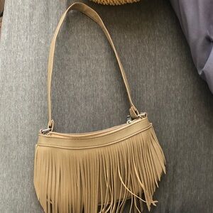 Vegan Tan Fringe Shoulder Bag